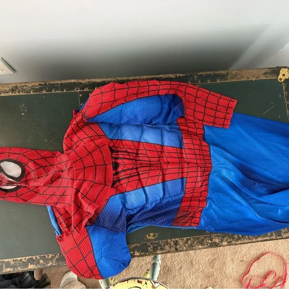 Ruby’s  SPIDER-MAN Halloween Costume Kids Child 10-12 Muscles Hood Mask Large
